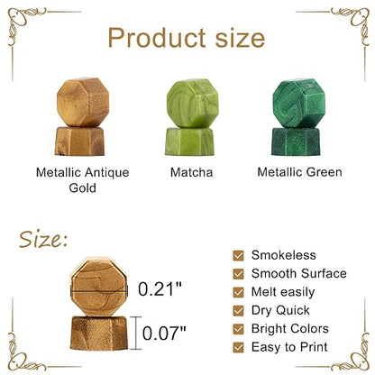 Yoption 360Pcs Wax Seal Beads, Metallic Antique Gold and Green Mix Sealing Wax - Image 3