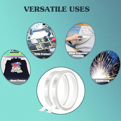 2 Rolls 10mm x33m Clear Heat Tape, Transparent High Temperature Heat Resistant - Image 7