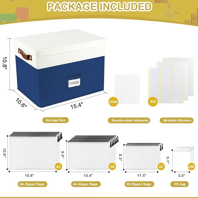 Board Game Storage with 12pcs Zipper Bags and Writable Stickers, Board Game - Image 7