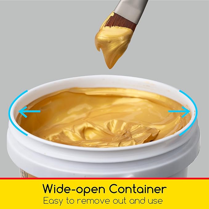 MEEDEN Metallic Gold Acrylic Paint: 1 L /33.8 oz Heavy Body Gloss Non-Toxic - Image 5