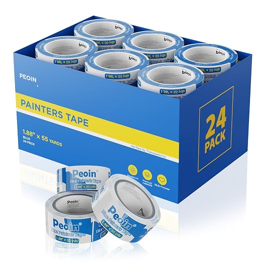 Blue Painters Tape 2 Inch Wide Bulk, 24 Roll Painting Tape Blue Masking Tape by Peoin