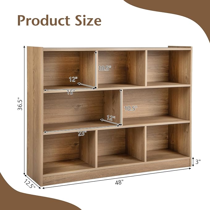 Giantex 8 Cube Bookcase, Freestanding 3-Tier Open Bookshelf, Modern Storage - Image 3