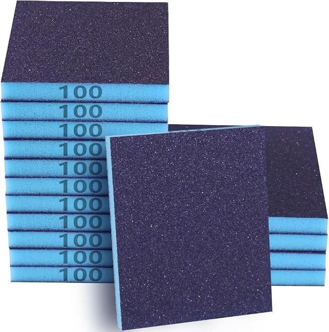 16 Pack 100 Grits Sanding Sponge, Medium Sanding Block, Washable and Reusable by Necosthua
