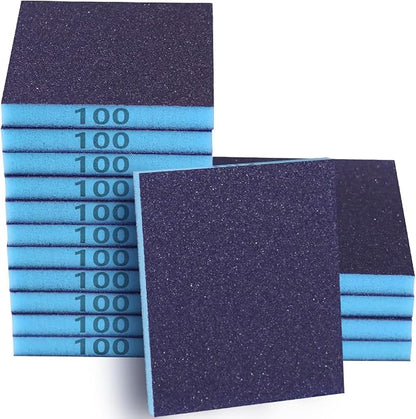 16 Pack 100 Grits Sanding Sponge, Medium Sanding Block, Washable and Reusable by Necosthua