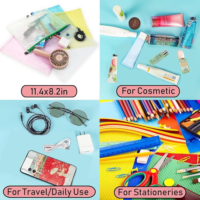 AUSTARK 20 Pcs Zipper File Bags, Plastic Mesh Pouch, Board Game Storage Bag - Image 7