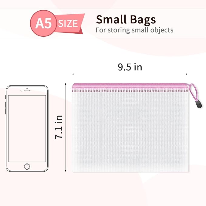 Umriox Small Zipper Pouch, 9.5x7.1 in, Mesh Bags - Image 2