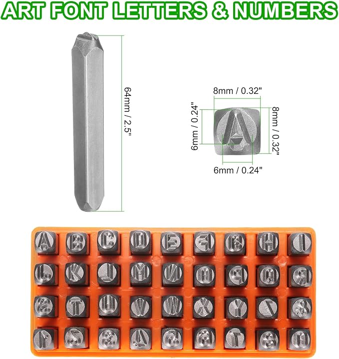 HARFINGTON 36pcs Metal Stamping Kit 1/4" Steel Uppercase Letter and Number - Image 2