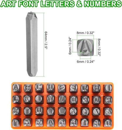 HARFINGTON 36pcs Metal Stamping Kit 1/4" Steel Uppercase Letter and Number - Image 2