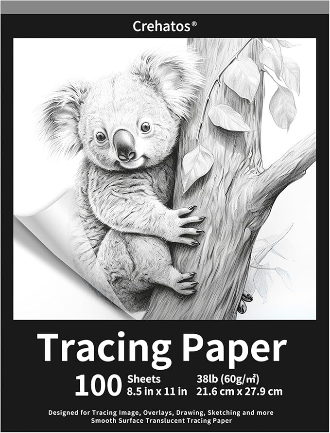 Crehatos 8.5" x 11" Tracing Paper, Translucent Tracing Pad, 100 Sheets by Crehatos