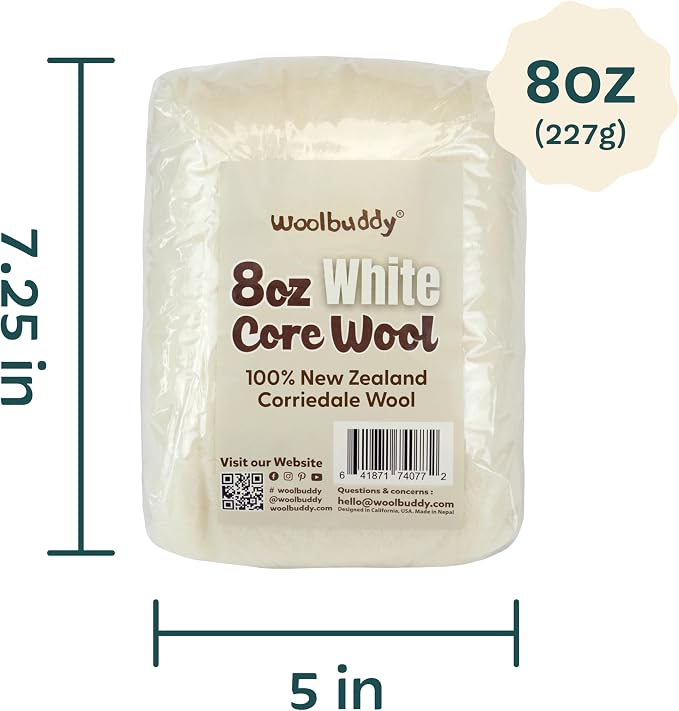 Woolbuddy Wool Felting Core Wool – Handmade Carded White - Image 9