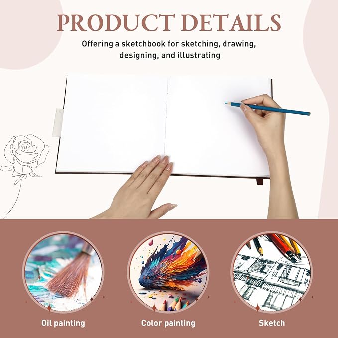 Moinchore Back to School Gifts Square Sketchbook 8 x 8 Inch Hardcover Art - Image 3