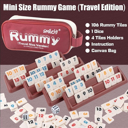 Smilejoy Mini Rummy Cube 4 Players Edition, Travel Rummy Game Set - Image 3