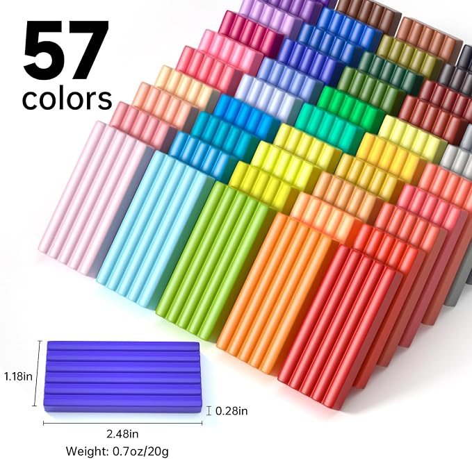 Shuttle Art Polymer Clay Kit, 57 Colors, Soft Oven Clay Kit, 19 Carving Tools - Image 2