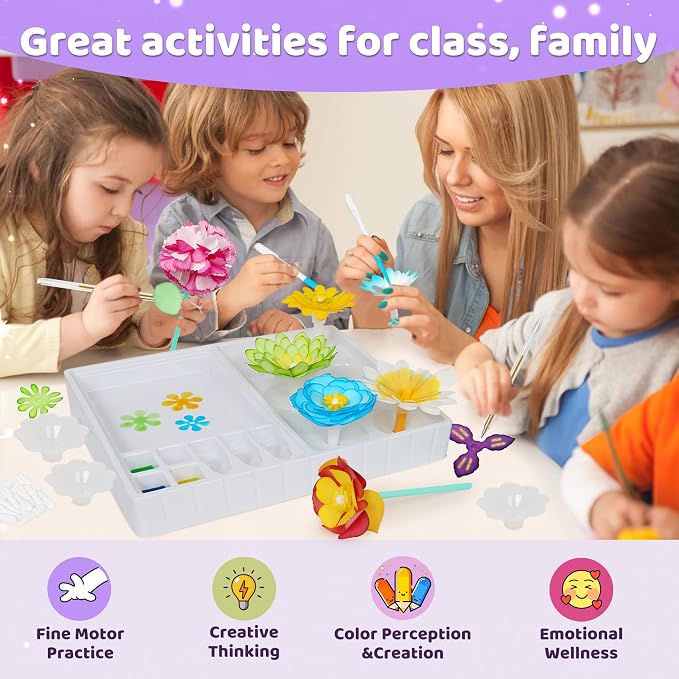 Arts and Crafts for Kids, Paper Flowers Science Kit Magic Dyeing Flowers - Image 3