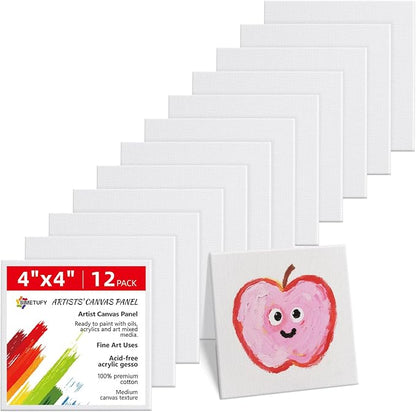 Simetufy Mini Canvas Boards for Painting 12 Pack 4x4inch, Watercolor by Simetufy