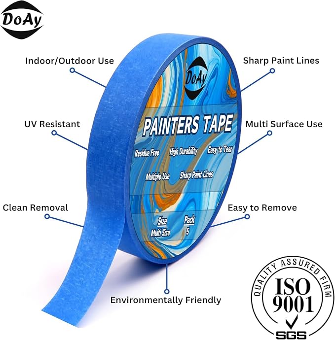 Blue Painters Tape 1/4" 3/8" 1/2" 5/8" 3/4" x 60 Yard - Image 2