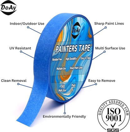Blue Painters Tape 1/4" 3/8" 1/2" 5/8" 3/4" x 60 Yard - Image 2