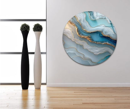 My Photostation.com 18Wx28H'' Turquoise and Blue Alcohol ink Glass Wall Art - Image 3
