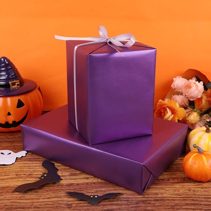 NESCCI Deep Purple Matte Wrapping Paper, Solid Color Pearly-Lustre Paper-3 Roll - Image 4