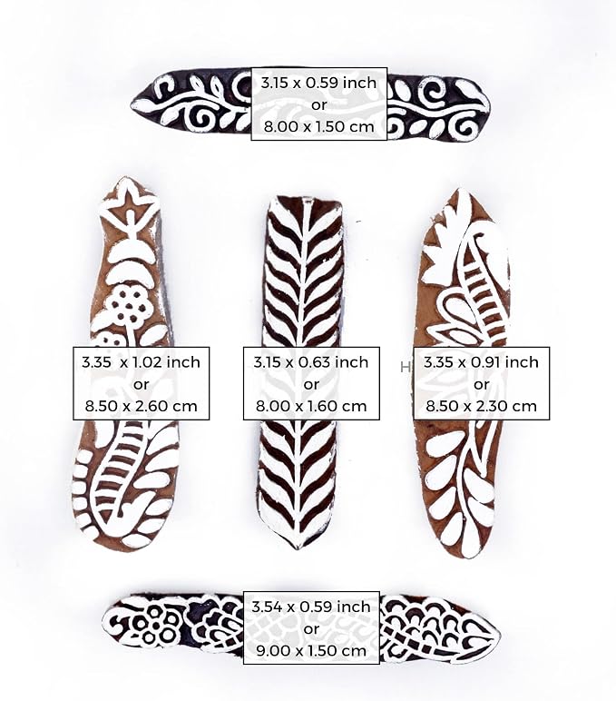 HASHCART® Pottery Printing Blocks Stylish Border Pattern Wooden Stamps - Image 4