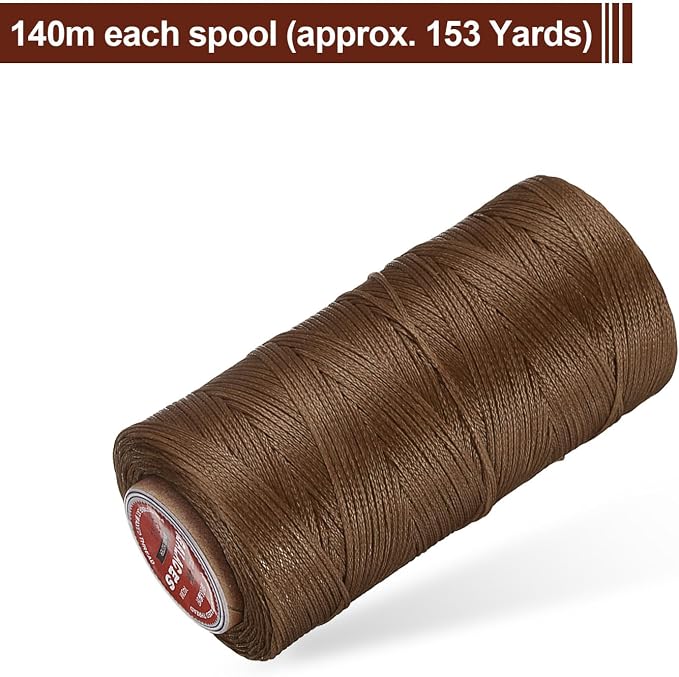 uxcell Flat Leather Sewing Waxed Thread, 140m / 153 Yards Polyester Wax String - Image 3