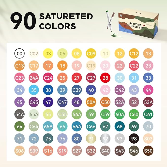 Arrtx 90 Colors Paint Markers, Acrylic Paint Pens - Image 5