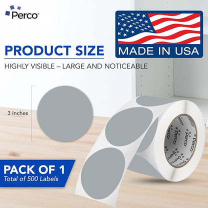 Perco Grey 3-Inch Round Circle Dot Sticker Labels - Image 2