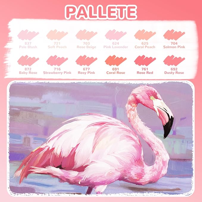 Guangna 12 Pink Skin Series Acrylic Paint Markers Set, Brush Tip Acrylic Paint - Image 2