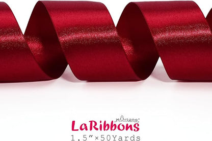 LaRibbons Burgundy Satin Ribbon 1 1/2 Inch 50 Yards, Luxury Double Faced Red - Image 5