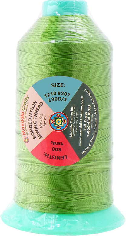 Mandala Crafts Bonded Nylon Thread Apple Green Heavy Duty Sewing Threads - Image 3