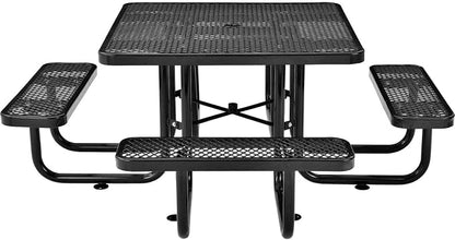 Global Industrial 46" Square Picnic Table, Expanded Metal, Attached Benches - Image 4