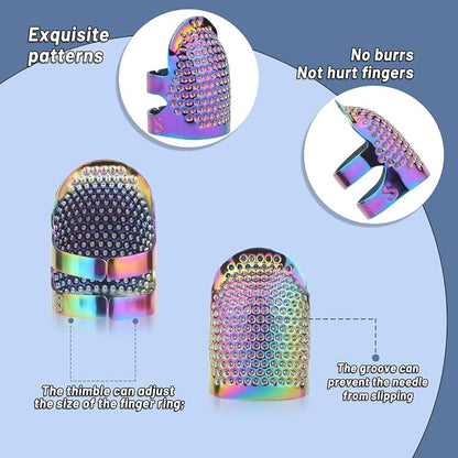 8 Pcs Sewing Thimbles, Sewing Thimble Finger Protector, Fingertip Thimble Metal - Image 5