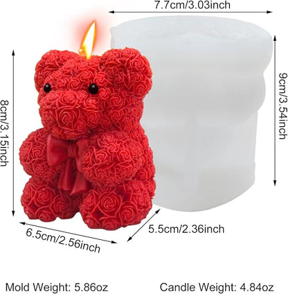 3D Bowtie Rose Bear Candle Mold - Image 3
