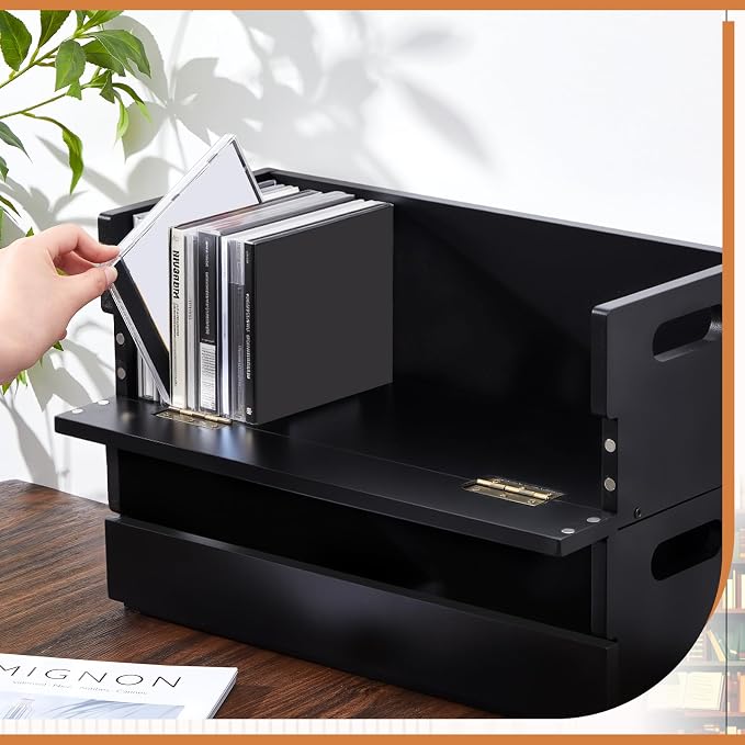 1 Set Wooden CD Storage Box Holder Shelf Cassette Tape Display Racks - Image 4