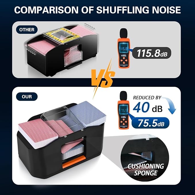 Nileole Quiet & Rechargeable 2 Decks Card Shuffler, Automatic 2000 mAh Quiet - Image 2