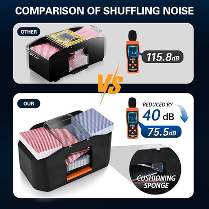 Nileole Quiet & Rechargeable 2 Decks Card Shuffler, Automatic 2000 mAh Quiet - Image 2