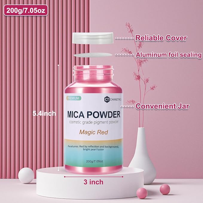 Mica Powder, 7.05OZ（200g）, Magic Red Mica Powder Pigment - Image 2
