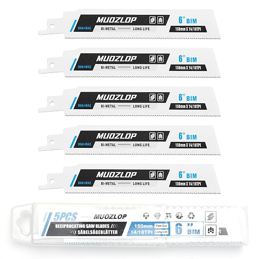 5 Pack 6 inch Reciprocating Saw Blades Set, 14/18TPI High Carbon Saw Blades by Unknown