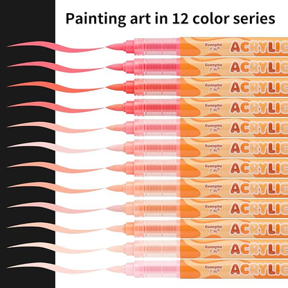 Guangna Acrylic Paint Markers 12 Colors, Skin Tone Series Set - Image 3