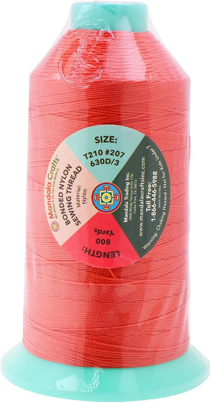 Mandala Crafts Bonded Nylon Thread Coral Heavy Duty Sewing Threads - Image 3
