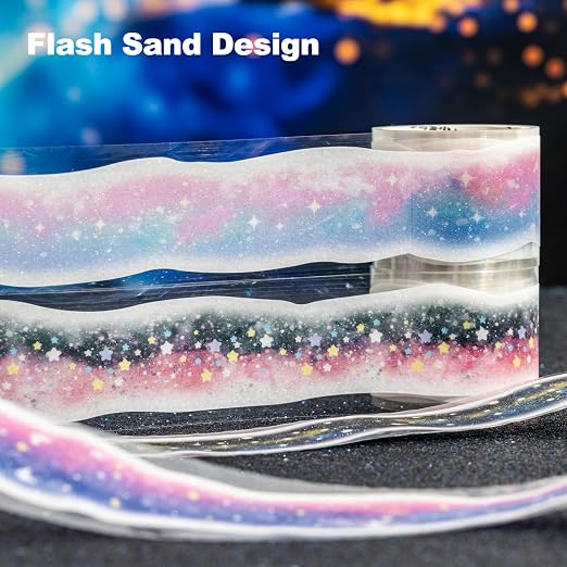 Galaxy-Themed Washi Tape Set, 4 Rolls of Decorative Glitter Tapes - Image 3