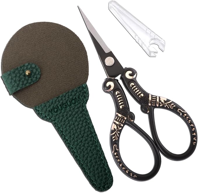 Antique Scissors with Cover, Sharp Sewing Scissor by YOUGUOM