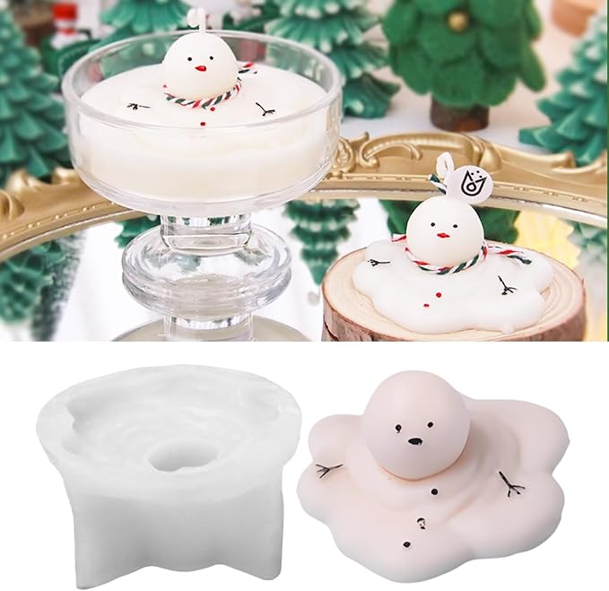 Silicone Molds Candle Cute Melting Snowman Resin Candle Molds by Ceoyiler