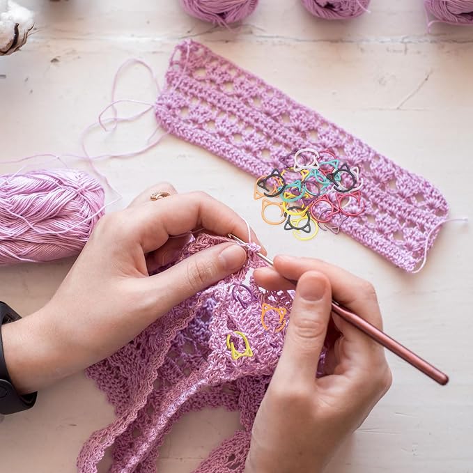 uxcell 50pcs Stitch Markers, Spiral Stitch Markers Crochet Needle Clip Counter - Image 5