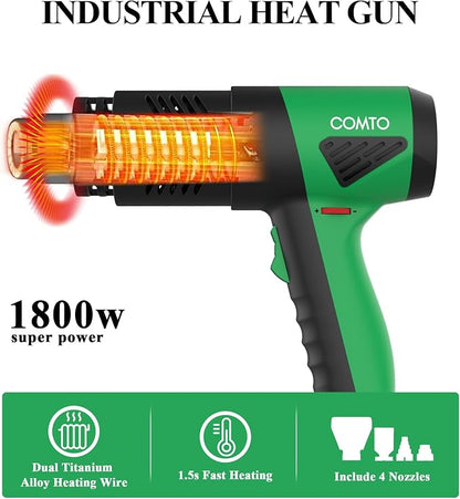 1800W Industrial Heat Gun, Fast Heating 122℉-1202℉ Variable Temperature Control - Image 5