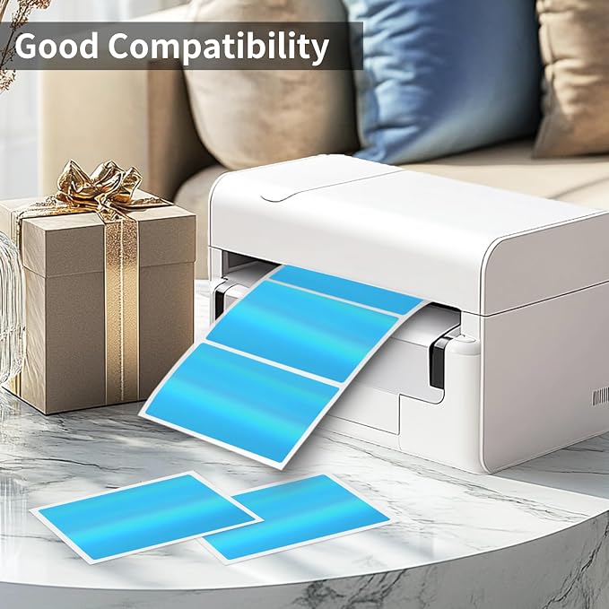 2" x 3" Holographic Thermal Label Stickers Blue, Printable Rainbow Glitter - Image 3