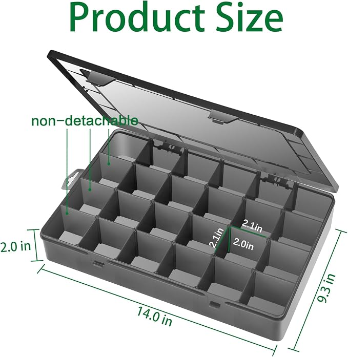 Large 24 Grids Plastic Organizer Box Adjustable Dividers, Art DIY Crafts - Image 5