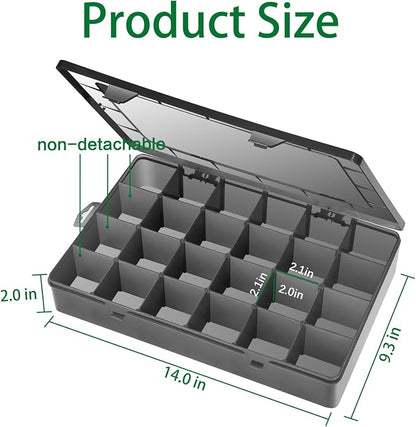 Large 24 Grids Plastic Organizer Box Adjustable Dividers, Art DIY Crafts - Image 5