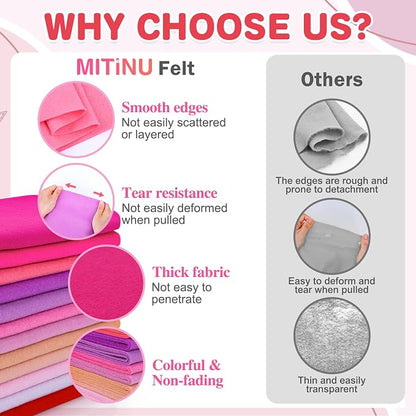 12 Rolls 8"x35" 1.4mm Thick Soft Felt Fabric Sheet 12 Assorted Pink Series - Image 4