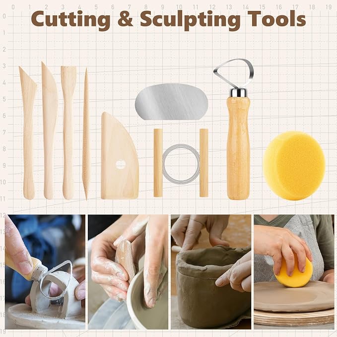 UUSYCUN 48PCS Pottery Tools for Sculpting, Clay Tool Kit for Carving, Modeling - Image 4